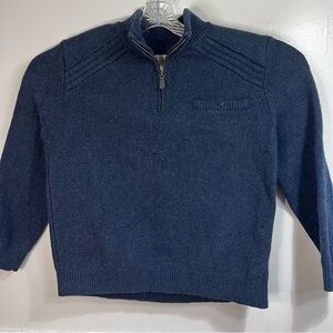 L.L.Bean 100% Merino Wool Quarter Zip Sweater Navy Blue | XL | Classic Knit